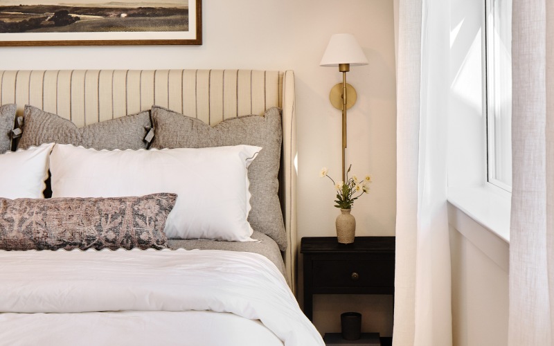 bed and lamp