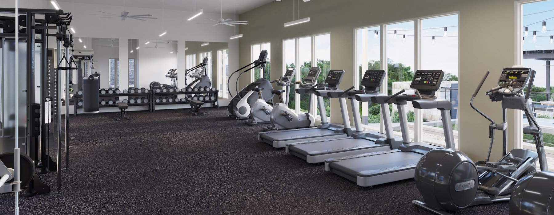 a gym with exercise equipment